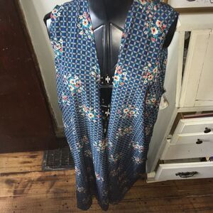 Lularoe Joy XL rose and blue lightweight long vest